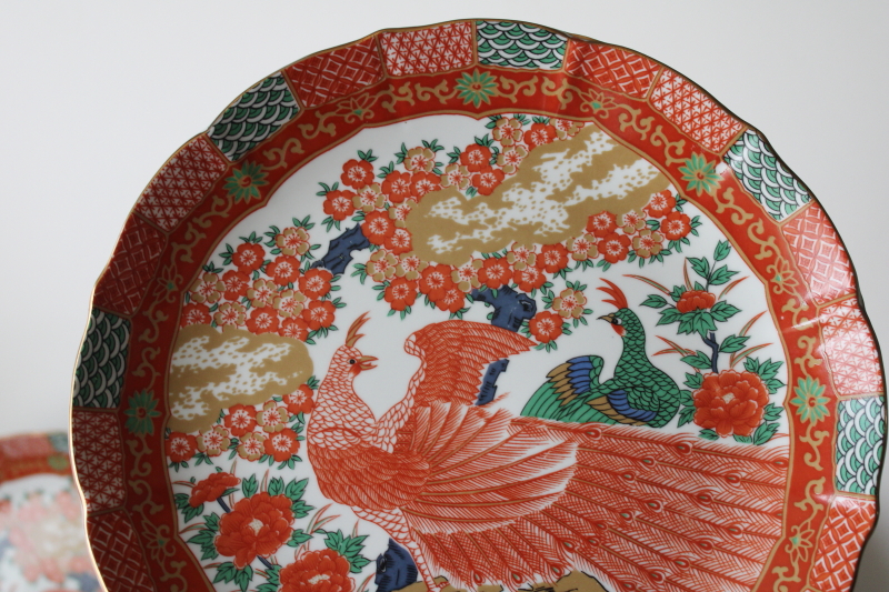 photo of Imari peacock pattern china dinner plates set of four, vintage Japan porcelain #2