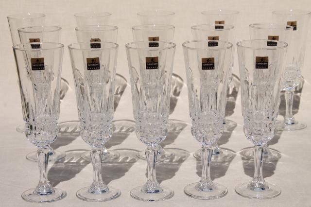 photo of Imperator Luminarc French crystal stemware, champagne or wine glasses, unused vintage w/ labels #1