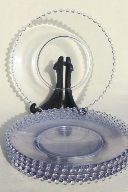 photo of Imperial Candlewick bead edge crystal clear dinner plates, vintage elegant glass #1