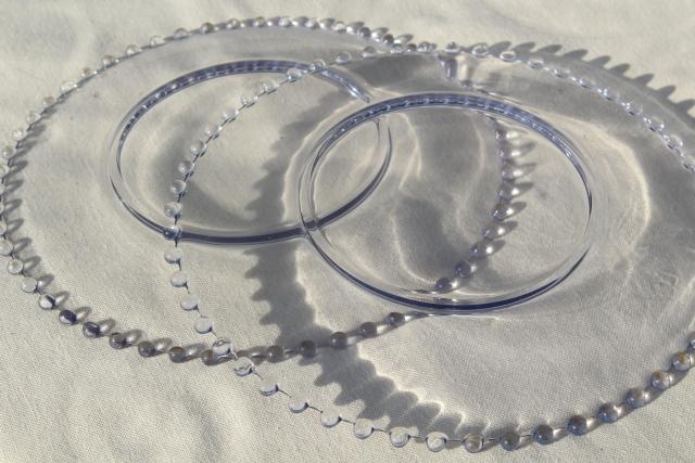 photo of Imperial Candlewick bead edge crystal clear dinner plates, vintage elegant glass #8