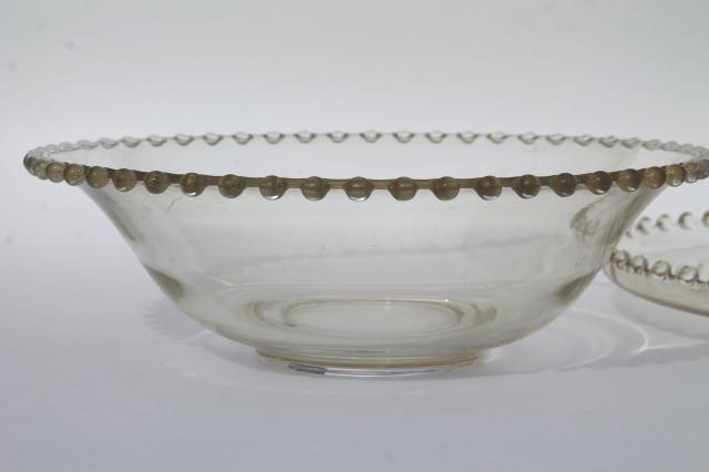 photo of Imperial Candlewick bead edge vintage elegant glass salad bowl & sandwich tray plate #6