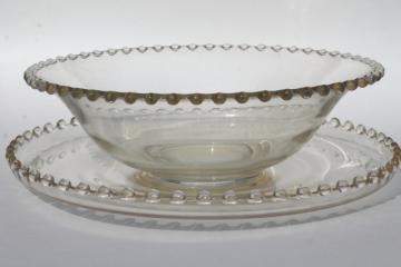 catalog photo of Imperial Candlewick bead edge vintage elegant glass salad bowl & sandwich tray plate