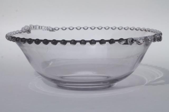 photo of Imperial Candlewick bead edge vintage elegant glass salad & mayo bowls, oval platter or tray #2