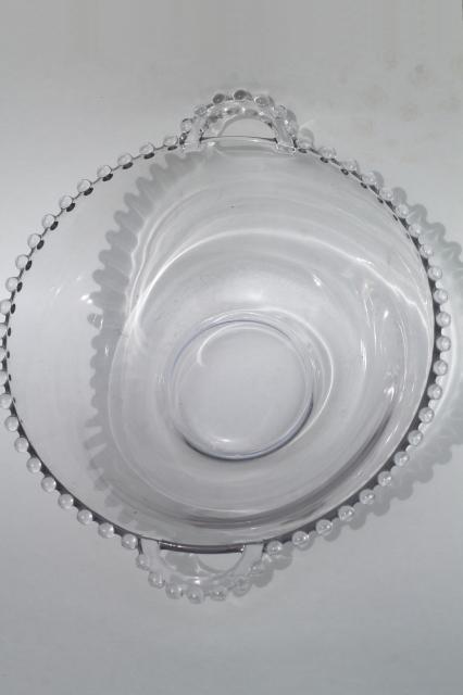 photo of Imperial Candlewick bead edge vintage elegant glass salad & mayo bowls, oval platter or tray #4