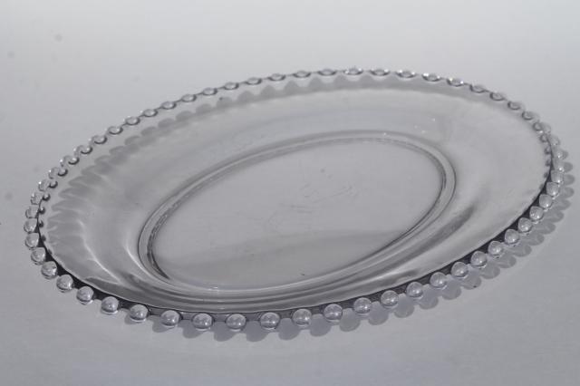 photo of Imperial Candlewick bead edge vintage elegant glass salad & mayo bowls, oval platter or tray #5