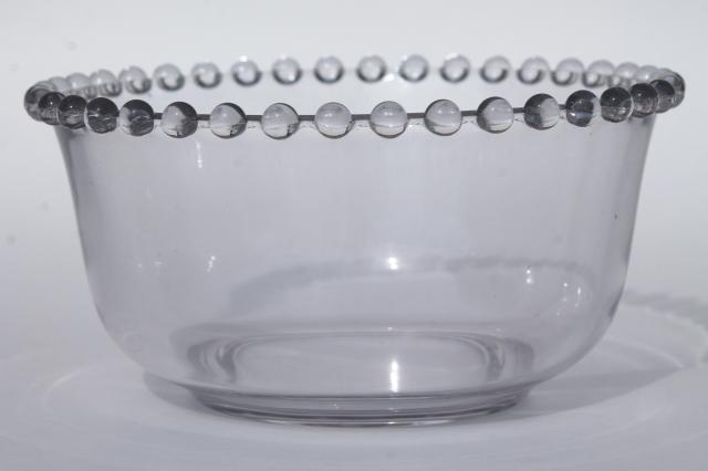 photo of Imperial Candlewick bead edge vintage elegant glass salad & mayo bowls, oval platter or tray #7