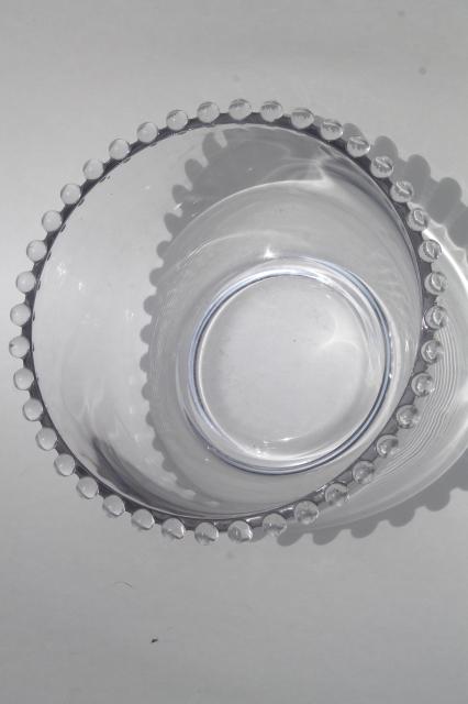 photo of Imperial Candlewick bead edge vintage elegant glass salad & mayo bowls, oval platter or tray #8