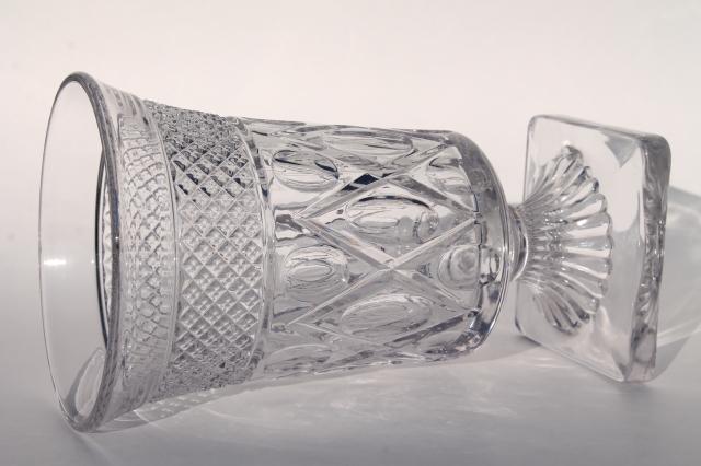 photo of Imperial Cape Cod pattern flower vase, crystal clear vintage glass footed urn shape vase #3