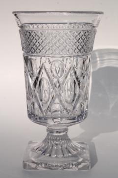 catalog photo of Imperial Cape Cod pattern flower vase, crystal clear vintage glass footed urn shape vase