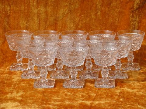 photo of Imperial Cape Cod pattern glass stemware, 12 vintage sherbets / champagnes #1