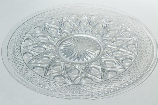 photo of Imperial Cape Cod pattern glass torte plate, large cake plate or sandwich tray, crystal clear glass #1