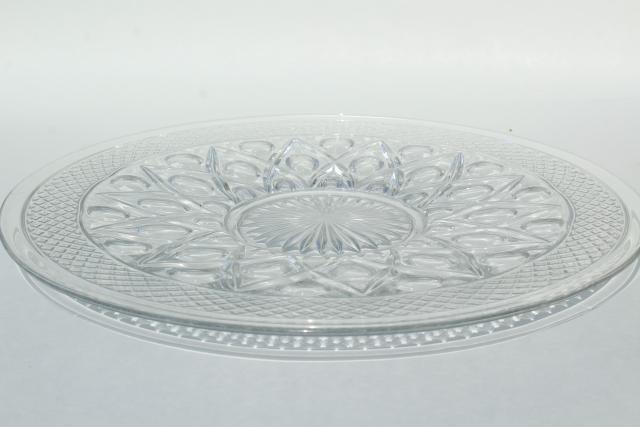 photo of Imperial Cape Cod pattern glass torte plate, large cake plate or sandwich tray, crystal clear glass #2