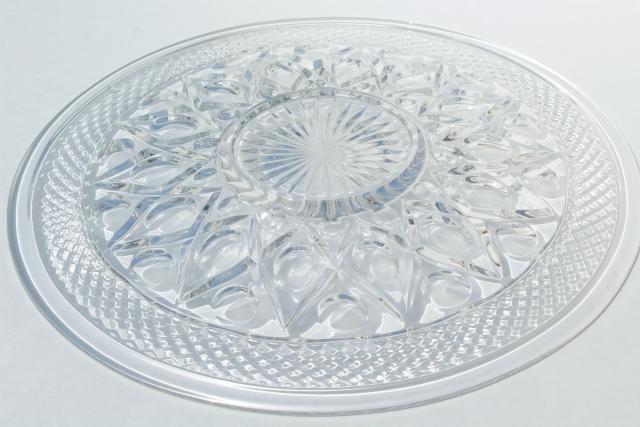 photo of Imperial Cape Cod pattern glass torte plate, large cake plate or sandwich tray, crystal clear glass #4