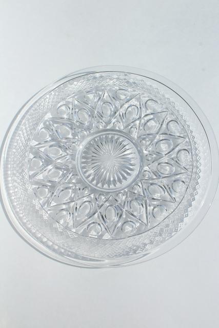 photo of Imperial Cape Cod pattern glass torte plate, large cake plate or sandwich tray, crystal clear glass #5