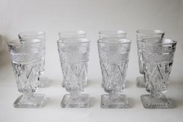 catalog photo of Imperial Cape Cod pattern juice glasses, set of 8 crystal clear footed tumblers