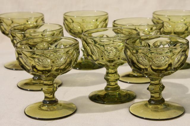 photo of Imperial Provincial (Heisey Whirlpool) pattern glass sherbet or champagne glasses verde green #1