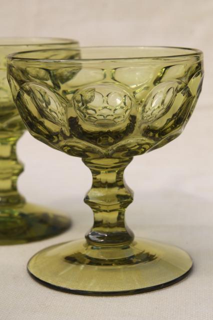 photo of Imperial Provincial (Heisey Whirlpool) pattern glass sherbet or champagne glasses verde green #2