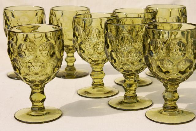 photo of Imperial Provincial (Heisey Whirlpool) pattern glass water goblet glasses verde green #1