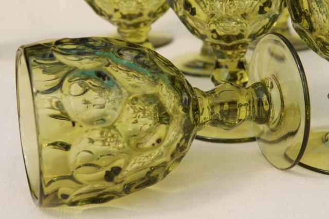 photo of Imperial Provincial (Heisey Whirlpool) pattern glass water goblet glasses verde green #3