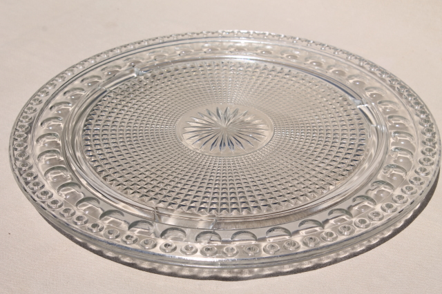 photo of Imperial Tradition birthday cake plate for ring of candles, vintage pressed glass torte plate #1