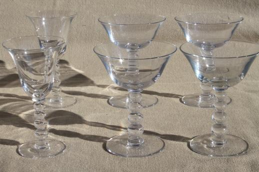 photo of Imperial candlewick beaded stem wine glasses, champagne saucer glasses #1