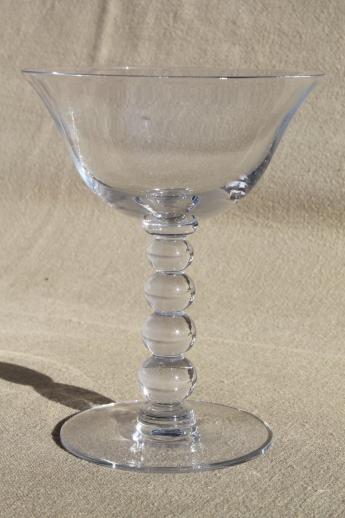 photo of Imperial candlewick beaded stem wine glasses, champagne saucer glasses #3