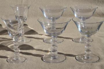 catalog photo of Imperial candlewick beaded stem wine glasses, champagne saucer glasses