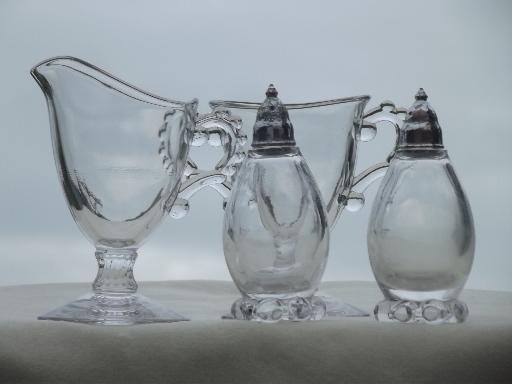 photo of Imperial candlewick glass, cream & sugar set, salt & pepper shakers #1