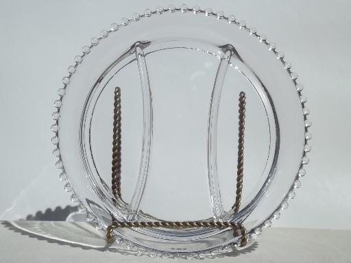 photo of Imperial candlewick glass serving bowl, large three part divided dish  #1