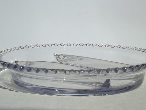 photo of Imperial candlewick glass serving bowl, large three part divided dish  #2