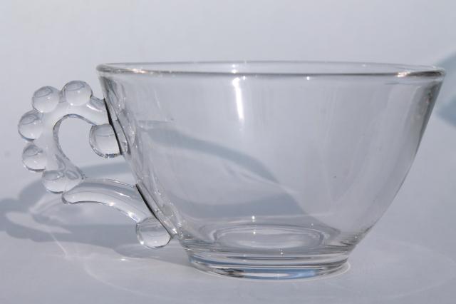 photo of Imperial candlewick glass, vintage tea cups & saucers w/ beaded edge pattern #7