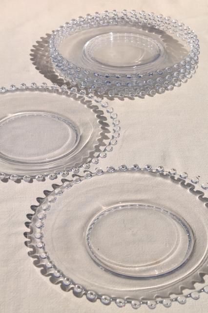 photo of Imperial candlewick pattern, crystal clear vintage elegant glass luncheon / salad plates #1