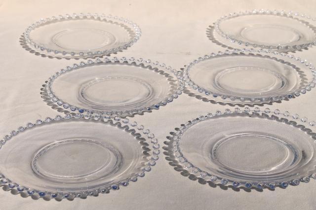 photo of Imperial candlewick pattern, crystal clear vintage elegant glass luncheon / salad plates #2