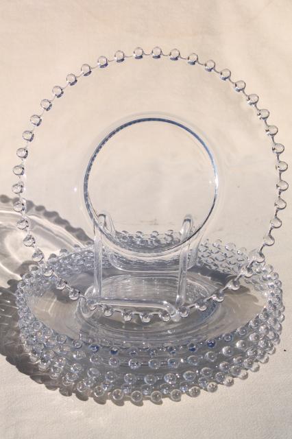 photo of Imperial candlewick pattern, crystal clear vintage elegant glass luncheon / salad plates #3