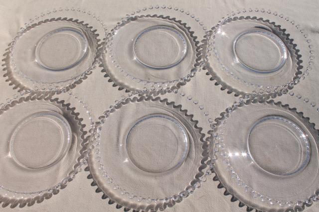 photo of Imperial candlewick pattern, crystal clear vintage elegant glass luncheon / salad plates #5