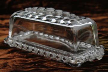 catalog photo of Imperial candlewick pattern glass covered butter dish, butter plate & cover