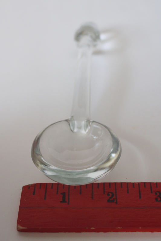 photo of Imperial candlewick pattern glass mayo spoon, tiny sauce ladle crystal clear glass w/ two bead handle  #3