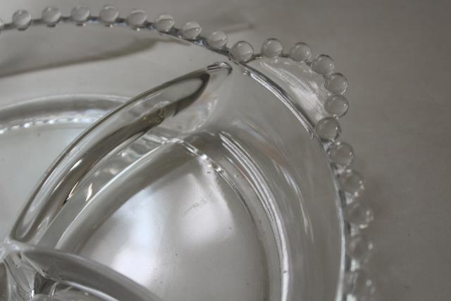 photo of Imperial candlewick pattern glass relish dishes, mid-century vintage elegant glassware #2