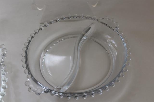 photo of Imperial candlewick pattern glass relish dishes, mid-century vintage elegant glassware #3