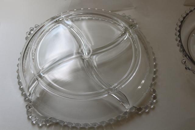 photo of Imperial candlewick pattern glass relish dishes, mid-century vintage elegant glassware #5