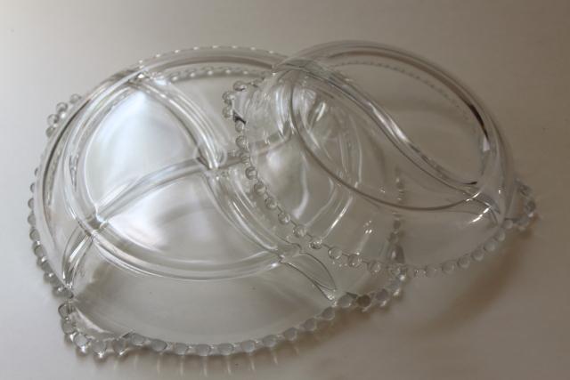 photo of Imperial candlewick pattern glass relish dishes, mid-century vintage elegant glassware #6