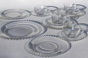 catalog photo of Imperial candlewick pattern, vintage elegant glass luncheon set, plates, cups & saucers