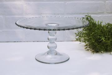 catalog photo of Imperial candlewick pattern vintage glass cake stand, beaded edge plate w/ stacked ball pedestal