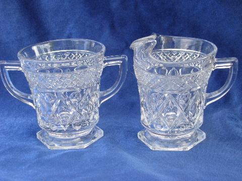 photo of Imperial glass Cape Cod pattern cream pitcher, sugar bowl, tray #2