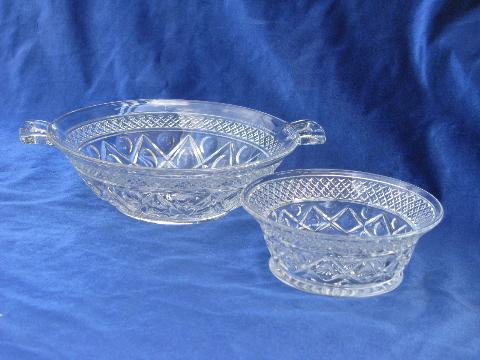 photo of Imperial glass Cape Cod pattern mayonnaise bowl & handled salad bowl #1