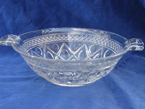 photo of Imperial glass Cape Cod pattern mayonnaise bowl & handled salad bowl #3