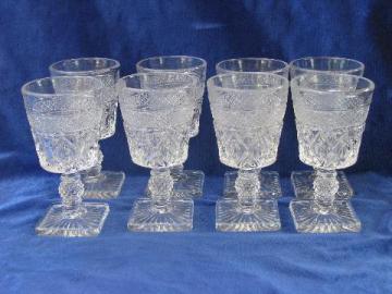 catalog photo of Imperial glass Cape Cod pattern wine glasses, set of 8 goblets, mint condition