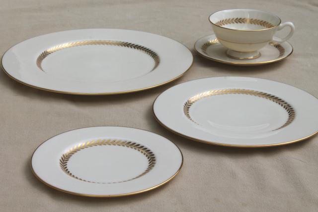 photo of Imperial gold laurel border Lenox china set, 8 complete place settings #9