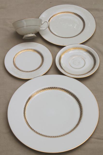 photo of Imperial gold laurel border Lenox china set, 8 complete place settings #11