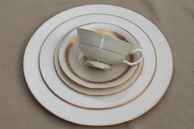 photo of Imperial gold laurel border Lenox china set, 8 complete place settings #12